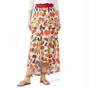 Anthropologie Aldomartins fruit print hi-low skirt